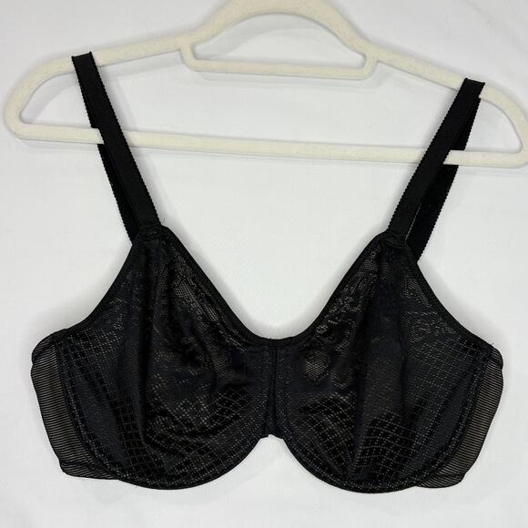 Wacoal Size 34DD Black Underwire Bra Mesh Adjustable Lightly Lined Back Closure - Picture 1 of 8